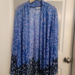 Plus Size Susan Graver Blue Ombre Leopard Cardigan